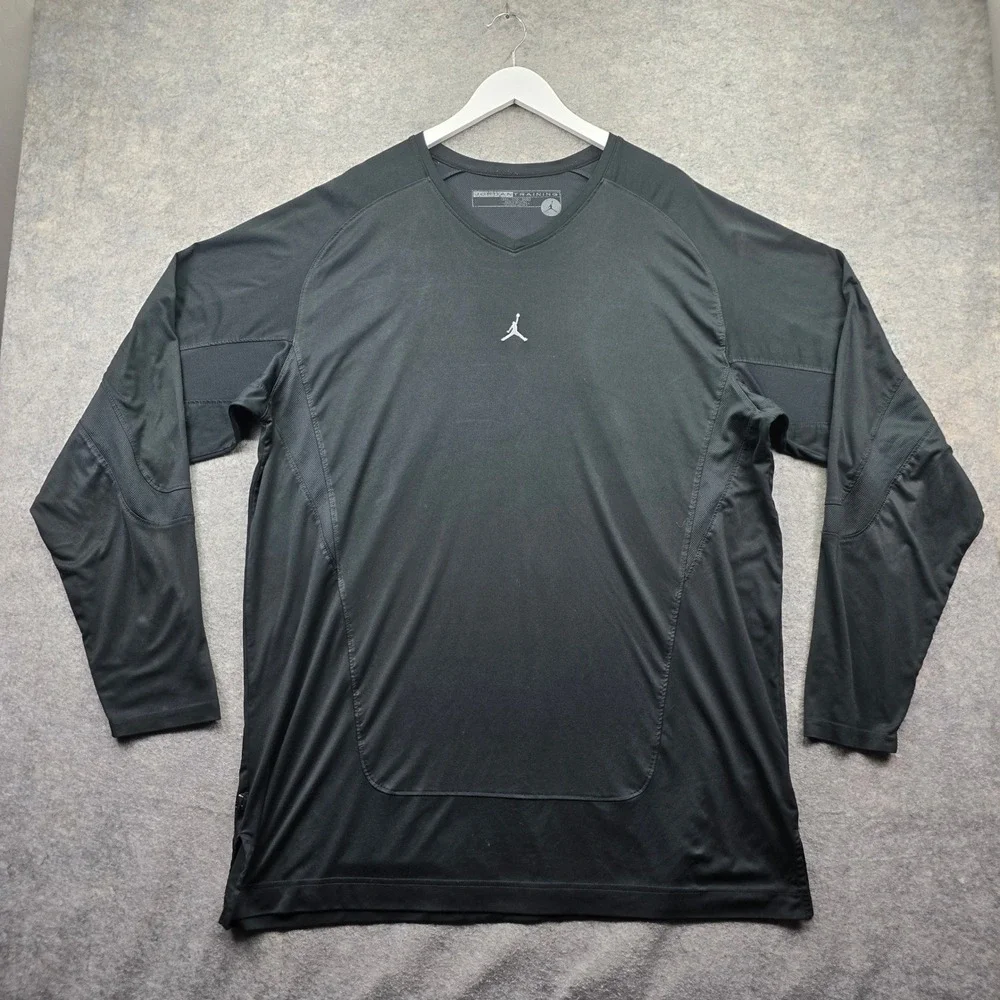 Jordan Training Mens 3XL Black Polyester V-Neck Long Sleeve Performance Shirt